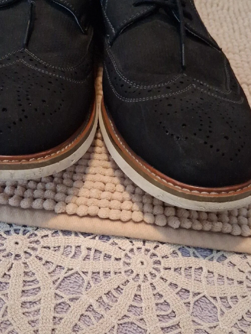 Unlisted Black Brogue Wingtip Derby Shoes with Tan Welt